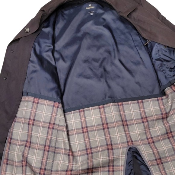 Brooks brother overcoat/raincoat/trench coat Navy blue with Liner Size 42L - Picture 2 of 8